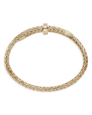 14K Yellow Gold Spear Diamond Woven Cuff Bracelet