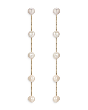Shop Ettika Cultured Freshwater Pearl Delicate Drop Earrings In White/gold