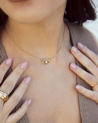 All Knowing Eye Crystal &amp; 18k Gold Plated Necklace, 16&amp;quot; + 5&amp;quot; extender