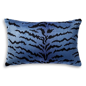 Scalamandre Tigre Lumbar Decorative Pillow, 22 X 14 In Blue/black