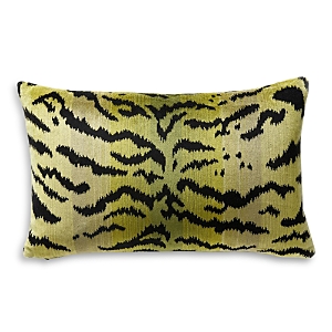Scalamandre Tigre Lumbar Decorative Pillow, 22 X 14 In Green/black