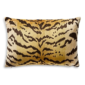 Scalamandre Tigre Lumbar Decorative Pillow, 22 X 14 In Ivory/black