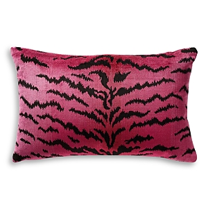Scalamandre Tigre Lumbar Decorative Pillow, 22 X 14 In Red/black