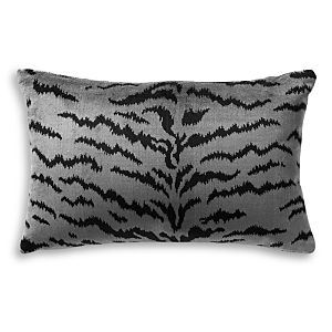 Scalamandre Tigre Lumbar Decorative Pillow, 22 X 14 In Silver/black