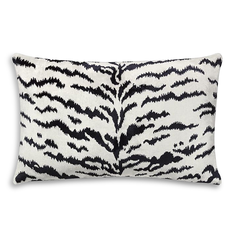 Scalamandre Tigre Lumbar Decorative Pillow, 22 X 14 In White/black