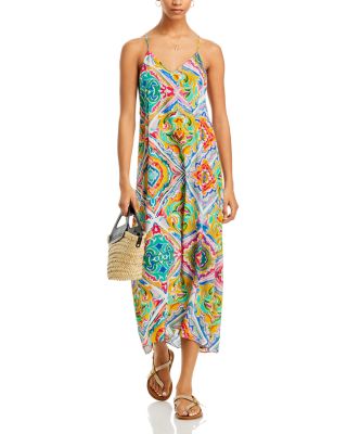 Echo Lisbon Silk Tile Print Midi Dress | Bloomingdale's Women