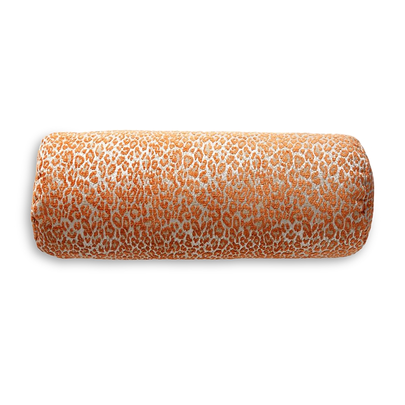 Scalamandre Leopard Bolster Decorative Pillow, 21 X 7 In Orange Koi