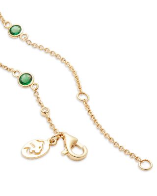 Emerald & Diamond Bezel Station Collar Necklace in 14K Yellow Gold, 16-18"
