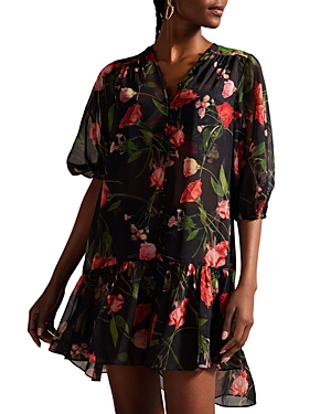 Ted Baker Plunge Mini Cover Up In Black
