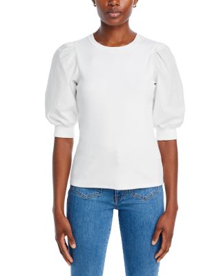 Puff Sleeve Crewneck Cotton Tee