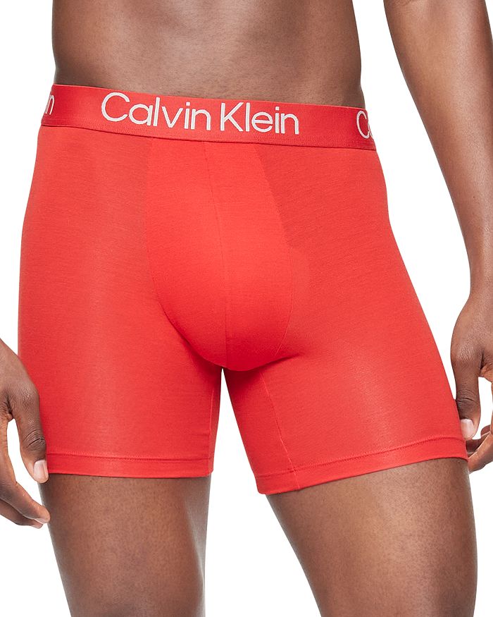 Shop Calvin Klein Ultra Soft Modern Boxer Briefs, Pack Of 3 In Flint Stone/black/rouge