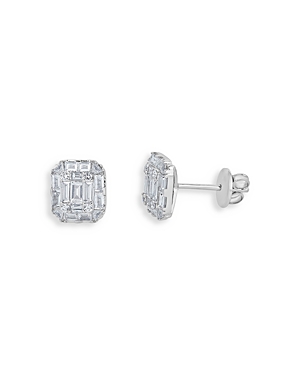 Zydo 18k White Gold Mosaic Diamond Stud Earrings, 1.28 Ct. T. W. In White
