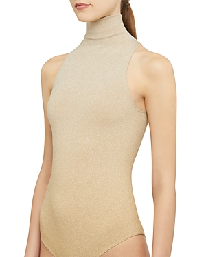 Wolford Fading Shine Metallic Gradient Bodysuit In Gold Shine
