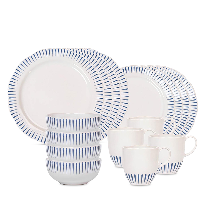 Juliska Sitio Stripe 16-piece Dinnerware Set In Delft Blue