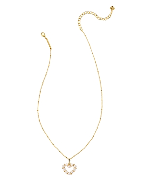 Kendra Scott Ashton Heart Short Pendant Necklace, 16 In Gold/pearl
