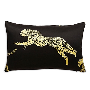 Scalamandre Leaping Cheetah Lumbar Decorative Pillow, 22 X 14 In Black