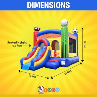 Inflatable Bounce House with Slide for Kids (Without Blower) - 18 x 12 x 14.5 Foot Backyard Inflatable Bouncy House - Built-In Bladder Water Misting System for Kids