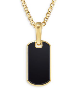 Men's Chevron Tag in 18K Yellow Gold with Black Onyx, 21mm