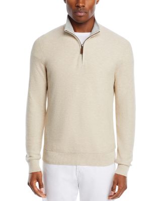 Cotton Tipped Textured Birdseye Half Zip Sweater - Exclusive