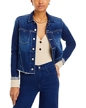 L Agence L'agence Janelle Slim-fit Raw Denim Jacket In Sutton