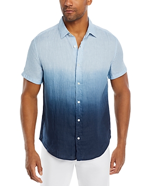 The Men's Store At Bloomingdale's Linen Regular Fit Short Sleeve Button Down Shirt - 100% Exclusive In Blue