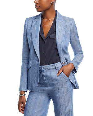 Shop L Agence L'agence Chamberlain One Button Blazer In Slate Blue