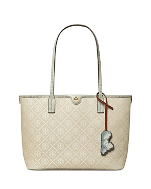Tory Burch T Monogram Small Cloud Jacquard Tote In Misty Cloud/gold