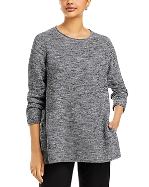 Eileen Fisher Marled Knit Cotton Tunic Top - 100% Exclusive In Black