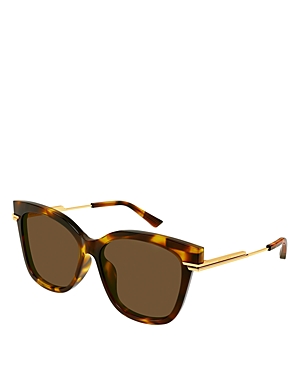 Shop Bottega Veneta Combi Cat Eye Sunglasses, 57mm In Havana/brown Solid