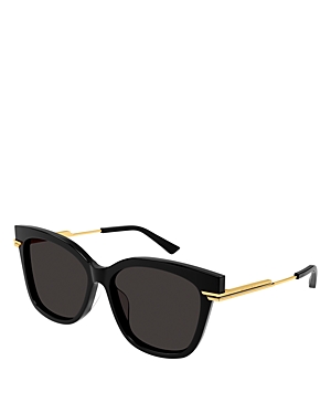 Shop Bottega Veneta Combi Cat Eye Sunglasses, 57mm In Black/gray Solid