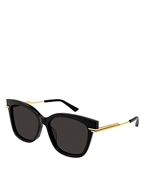 Bottega Veneta Combi Cat Eye Sunglasses, 57mm In Black/gray Solid