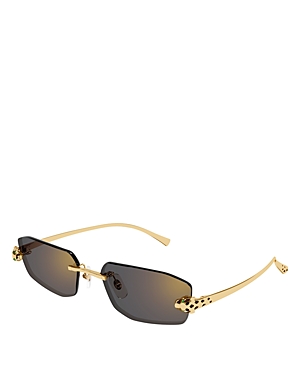 Shop Cartier Panthere Classic 24 Carat Gold Plated Rimless Geometrical Sunglasses, 56mm In Gold/brown Gradient