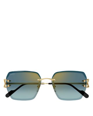 Decor 24 Carat Gold Plated Rimless Butterfly Sunglasses, 58mm