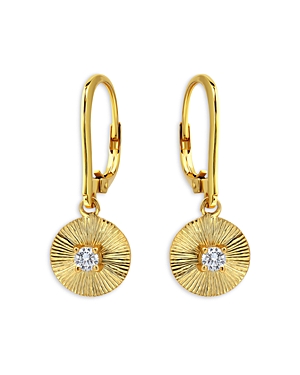 Aqua Pave Textured Disc Drop Earrings - 100% Exclusive In Gold