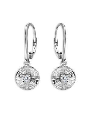 Aqua Pave Textured Disc Drop Earrings - 100% Exclusive In Silver