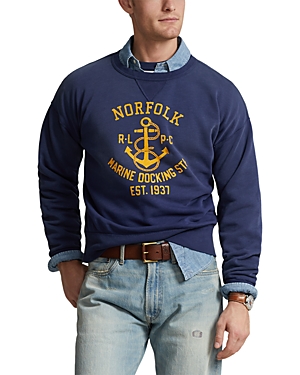 Shop Polo Ralph Lauren Cotton Blend Fleece Vintage Fit Crewneck Sweatshirt In Dark Cobalt
