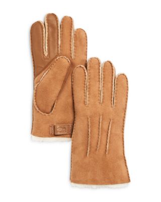 Ugg Genuine Shearling Trim Leather Tech Gloves popular in Metal Size M ( New)