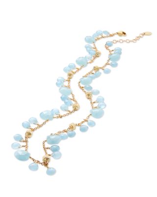 18K Yellow Gold Paradise Aquamarine Dangle Collar Necklace, 16.5" - Exclusive