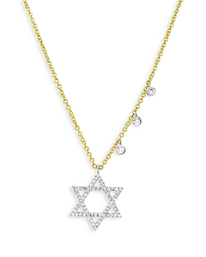14K White & Yellow Gold Diamond Star of David Pendant Necklace, 18