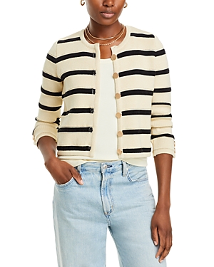 French Connection Marloe Stripe Crewneck Cropped Cardigan