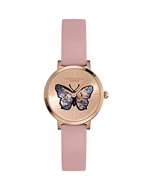 Shop Olivia Burton Signature Butterfly Watch, 28mm In Rose Gold/pink