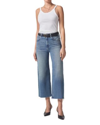 Cropped Wide Leg Jeans in Blue
