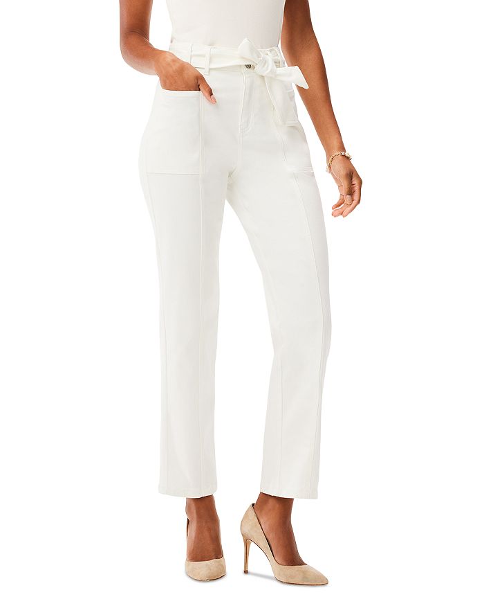 NIC+ZOE Belted Straight Ankle Jeans in Paper White | Bloomingdale's