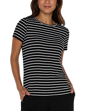 Liverpool Los Angeles Stripe French Terry T-shirt In Black/ White