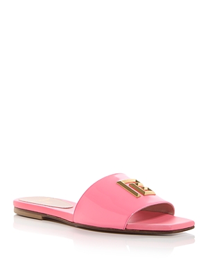 Balmain Dafne Logo-plaque Leather Slides In Pink