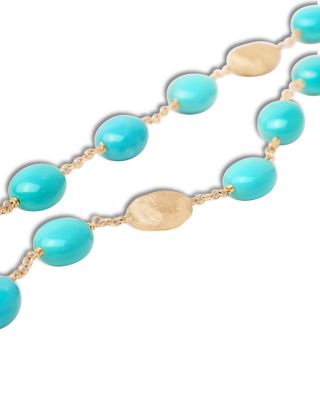 18K Yellow Gold Siviglia Turquoise Link Collar Necklace, 16.5"-18"