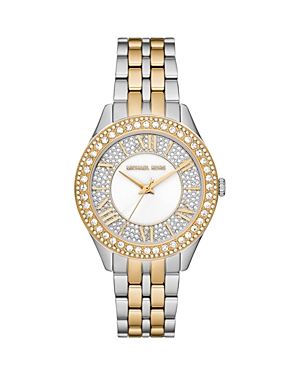 Shop Michael Kors Harlow Watch, 38mm In White/two-tone