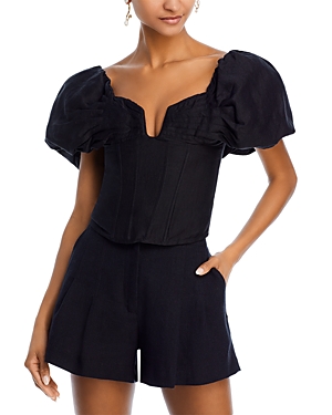 Shop Cult Gaia Samantha Short Sleeve Corset Top In Black