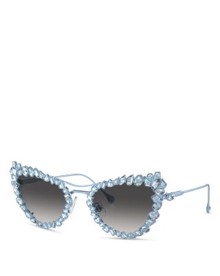 Swarovski Womens Blue Sk7011 Cat-eye Gem-embellished Metal Sunglasses