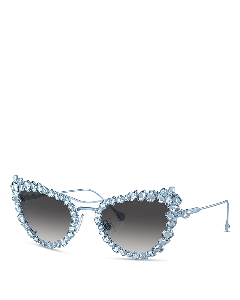 Swarovski Womens Blue Sk7011 Cat-eye Gem-embellished Metal Sunglasses